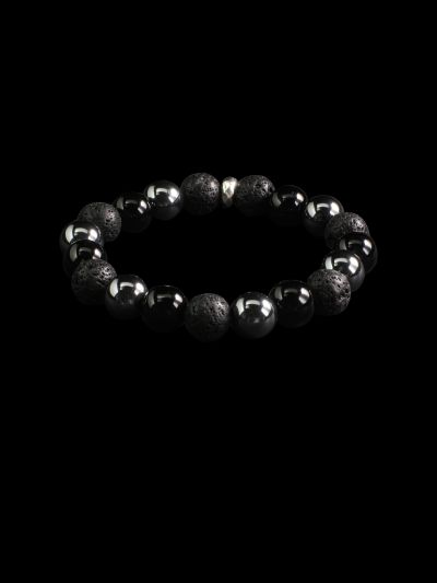 Bracelet Triple protection-Pierre de Lave - Onyx Noire - Hématite-S (Poignet 15cm)-6mm