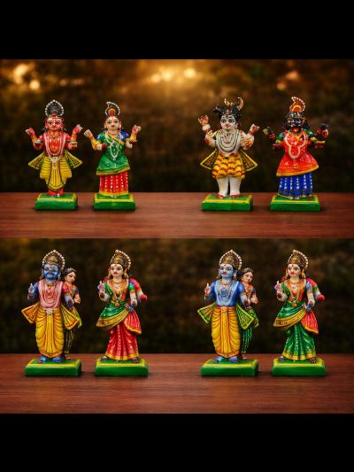 Couples de divinités hindoues – Bois peint