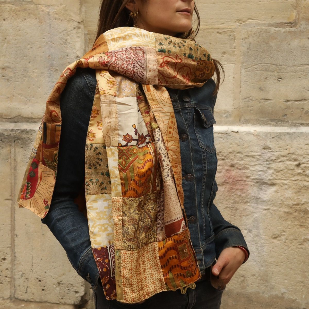 Foulard patchwork en soie mes indes galantes paris