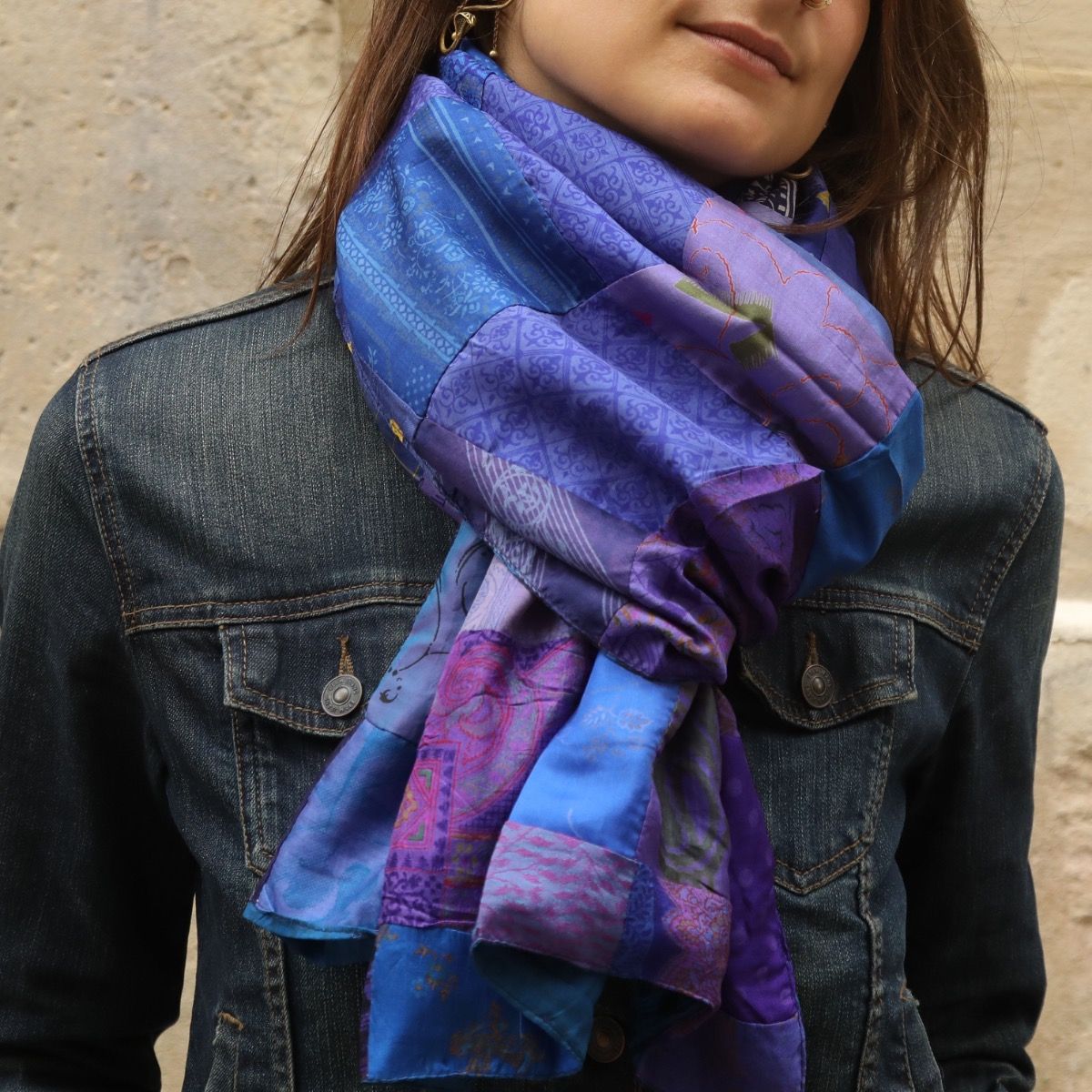 Foulard patchwork en soie mes indes galantes paris