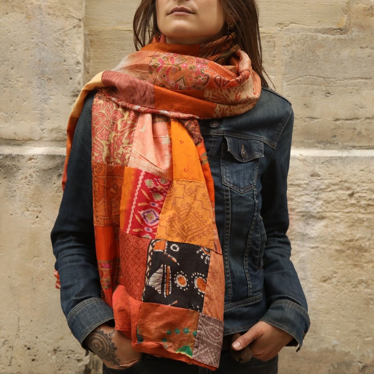 Foulard patchwork en soie mes indes galantes paris