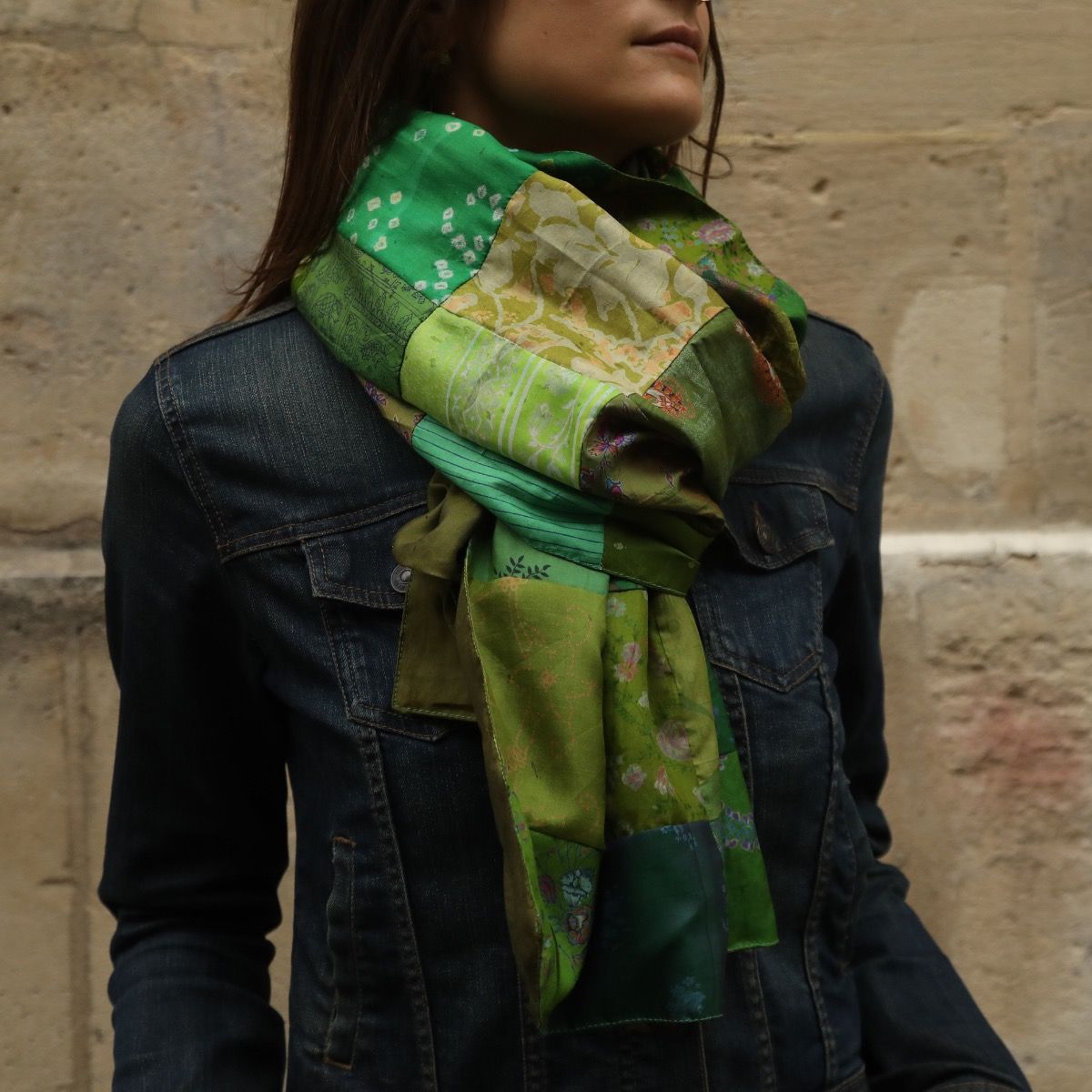 Foulard patchwork en soie mes indes galantes paris