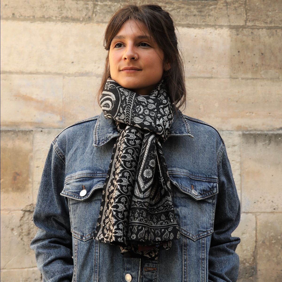 Pareo étole en soie noir
