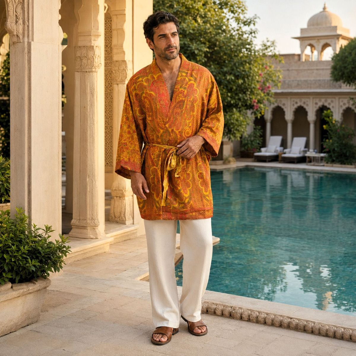 kimono soie recyclée homme