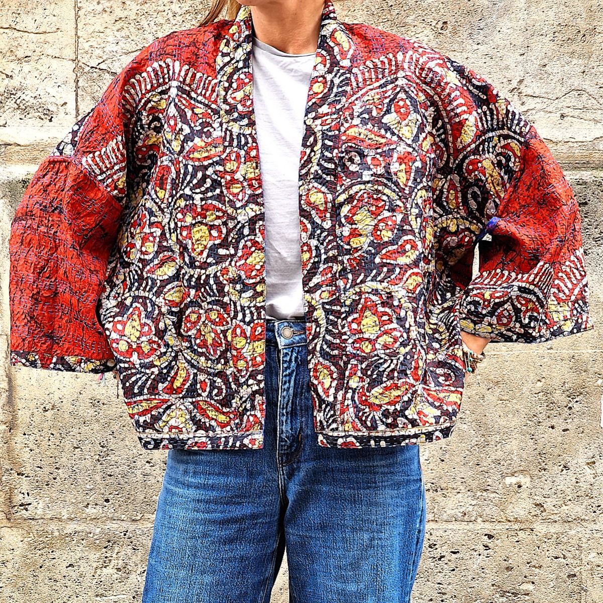Kimono en Soie Kantha Artisanat Inde Paris MesIndesGalantes