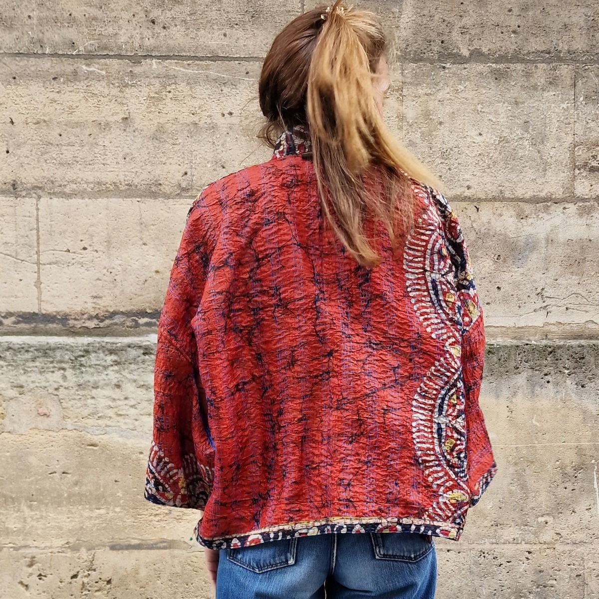 Kimono en Soie Kantha Artisanat Inde Paris MesIndesGalantes