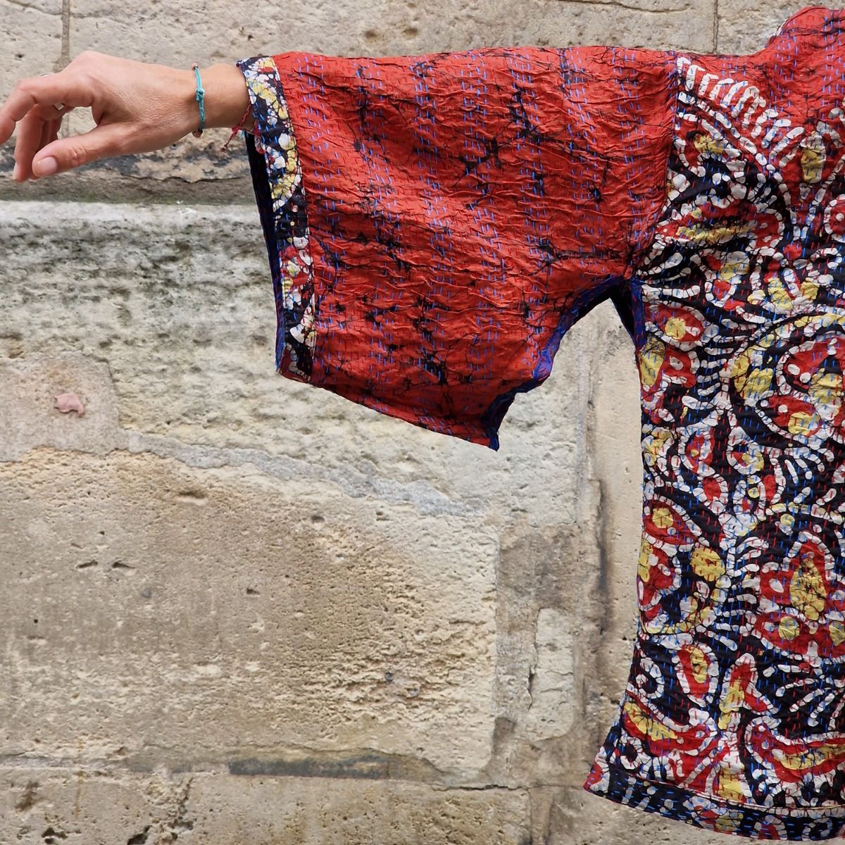 Kimono en Soie Kantha Artisanat Inde Paris MesIndesGalantes