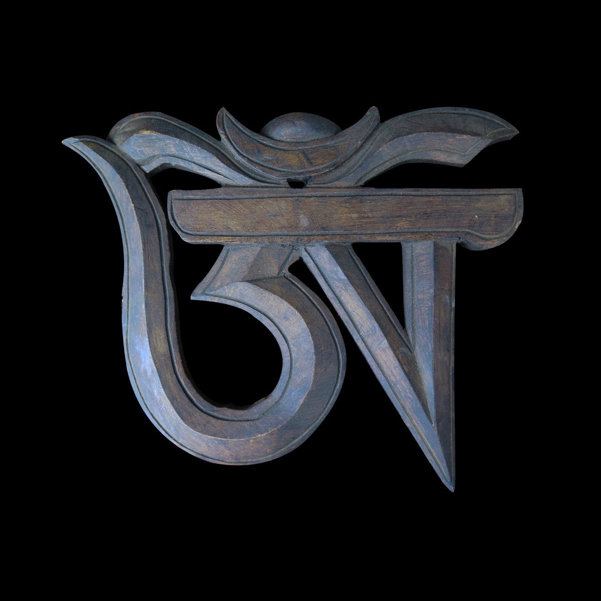 om tibétain bois