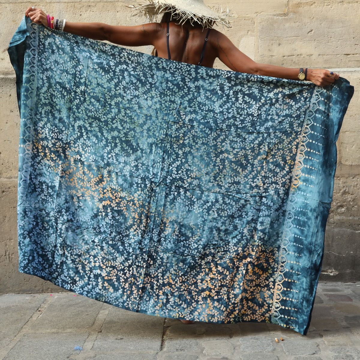 pareo balinais sarong bleu