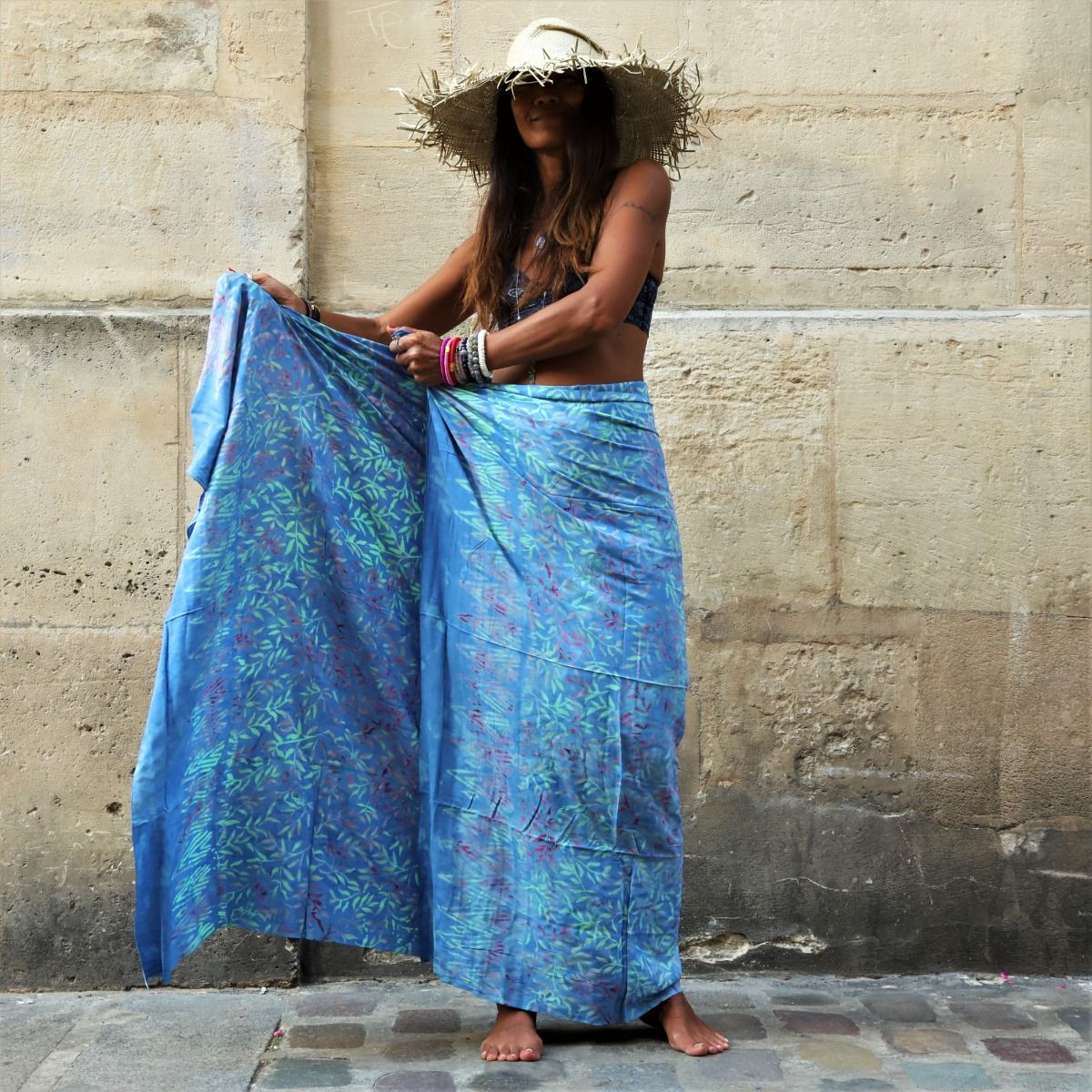 pareo bali sarong bleu