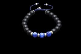 Bracelet en Cyanite, Onyx Noir et Argent