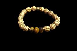 Bracelet Rudraksha et Oeil de Tigre