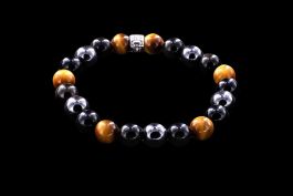 Bracelet Triple protection : Oeil de tigre, Hématite, Obsidienne