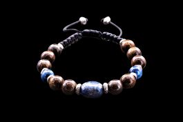 Bracelet en Bronzite, Cyanite et Argent