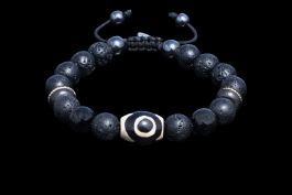 Bracelet Dzi Obsidienne Pierre de Lave